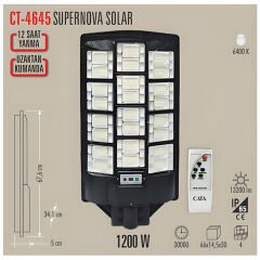 Cata Ct-4645 Süpernova 1200W Solar Sokak Armatürü (Kumandalı)
