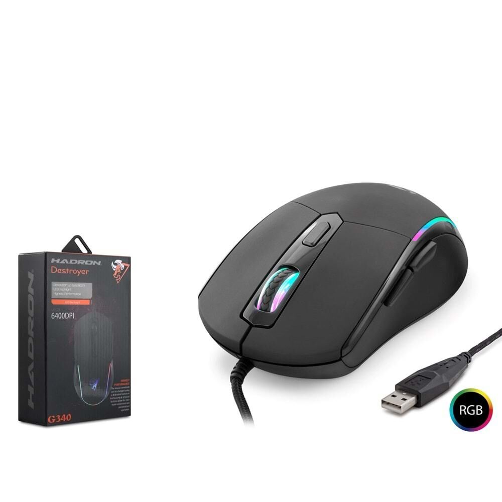 Hadron Destroyer G340 Kablolu Oyuncu Mouse Rgb 6400Dpi 150Cm Siyah
