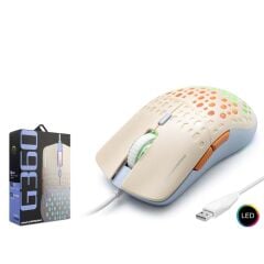 Hadron G360 Kablolu Oyuncu Mouse Led 3600Dpi Beyaz