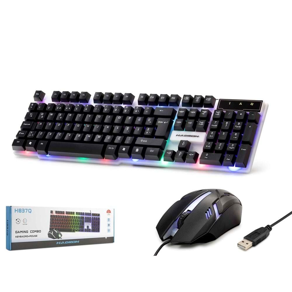 Hadron H837Q Kablolu Oyuncu Klavye Mouse Set Led Q Siyah