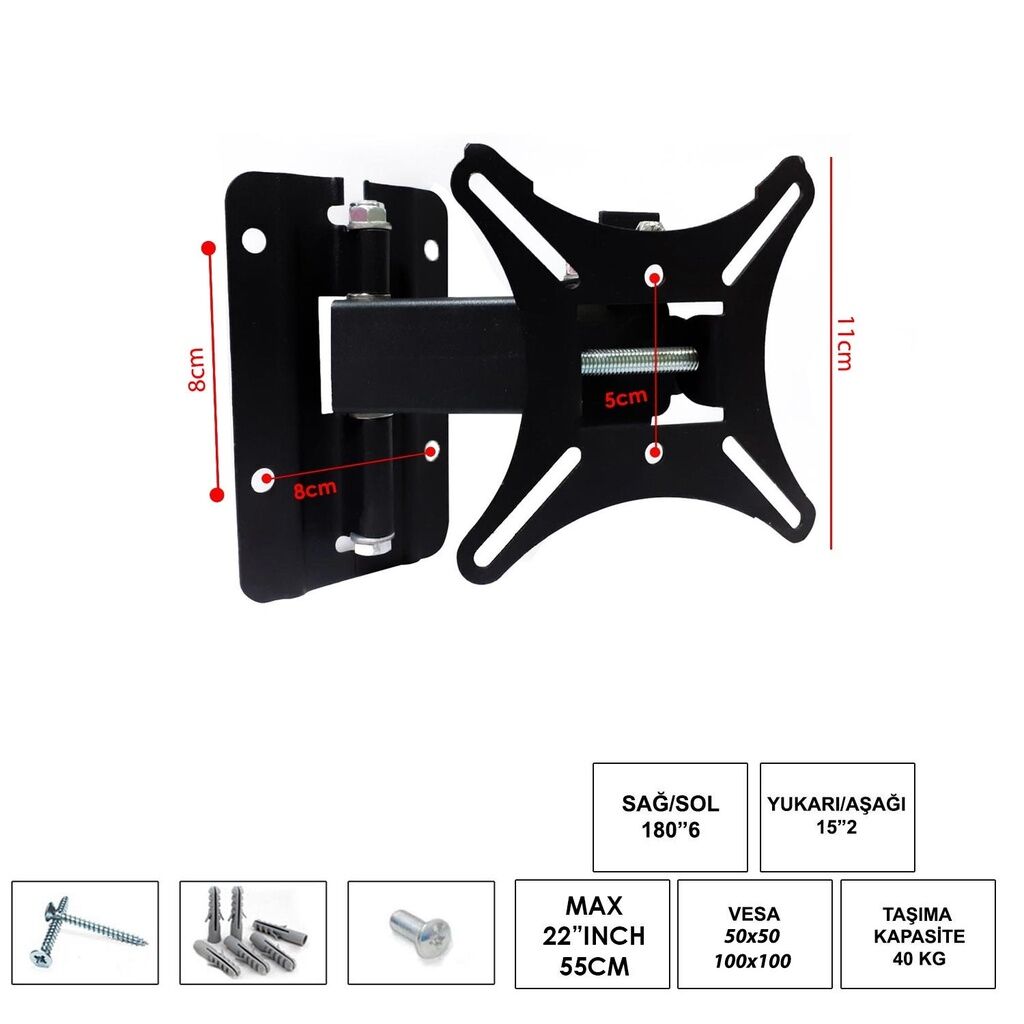 22'' 55cm Lcd Askı Aparatı Hareketli Tek Kol UFIX-22KH