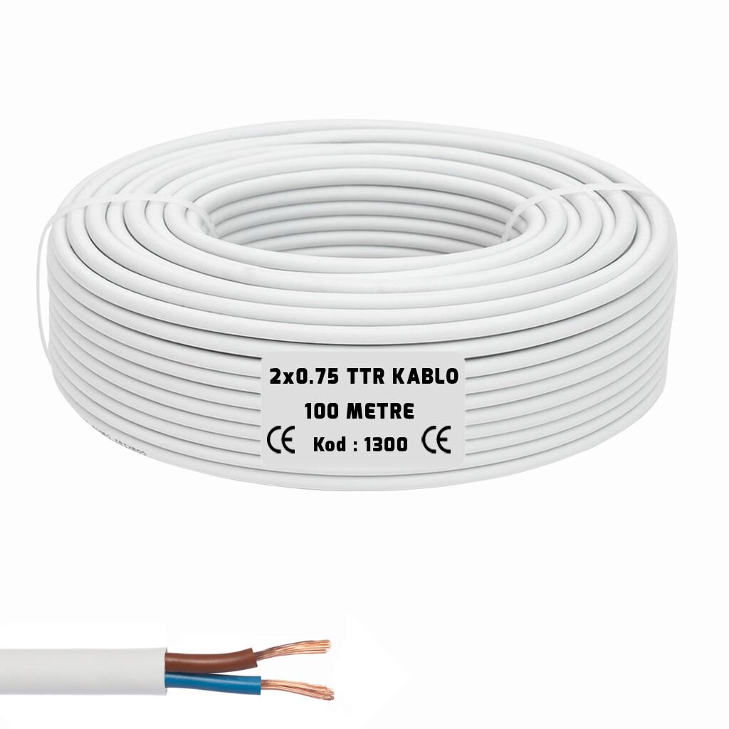 2x0.75 TTR Seslendirme Kablosu Beyaz 100mt BRK-275B