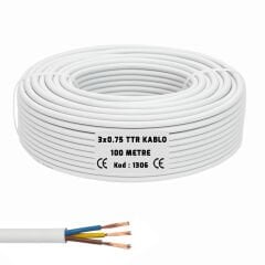 3x0.75 TTR Seslendirme Kablosu Beyaz 100mt BRK-375B