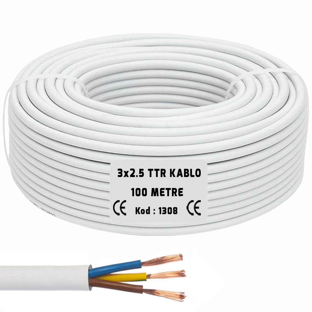 3x2.5 TTR Seslendirme Kablosu Beyaz 100mt BRK-325B