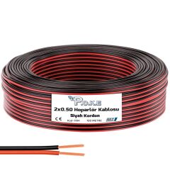 2x0.50 Hoparlör Kablosu Siyah Kordon 100mt Poke Pk-1164