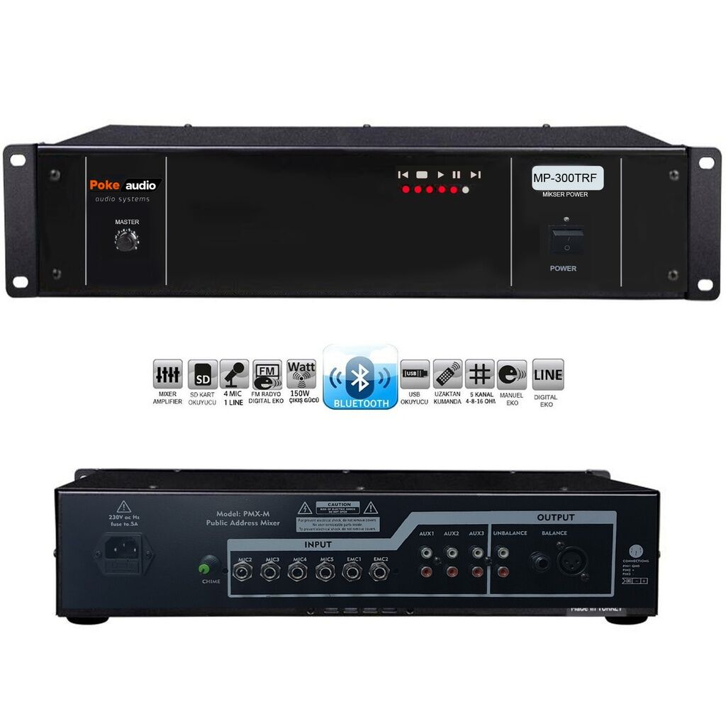 Mono Power Anfi 300w Bt/Usb/Sd Trafolu Poke MP-300TRF