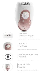 Arzum AR5029 Rosy Kablolu Epilatör 2 Hız Ayarı 18 Cımbızlı