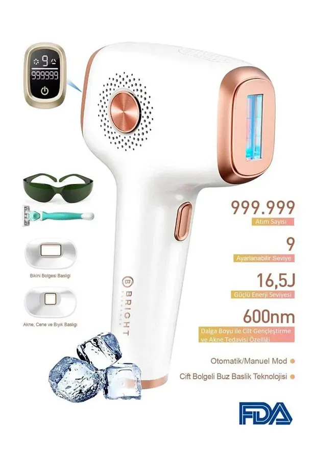 Bright Elegance Be-9030 Buz Lazer Ipl Epilasyon 999.999 Atım Otomatik/Manuel Mod Ağrısız Vücut Yüz