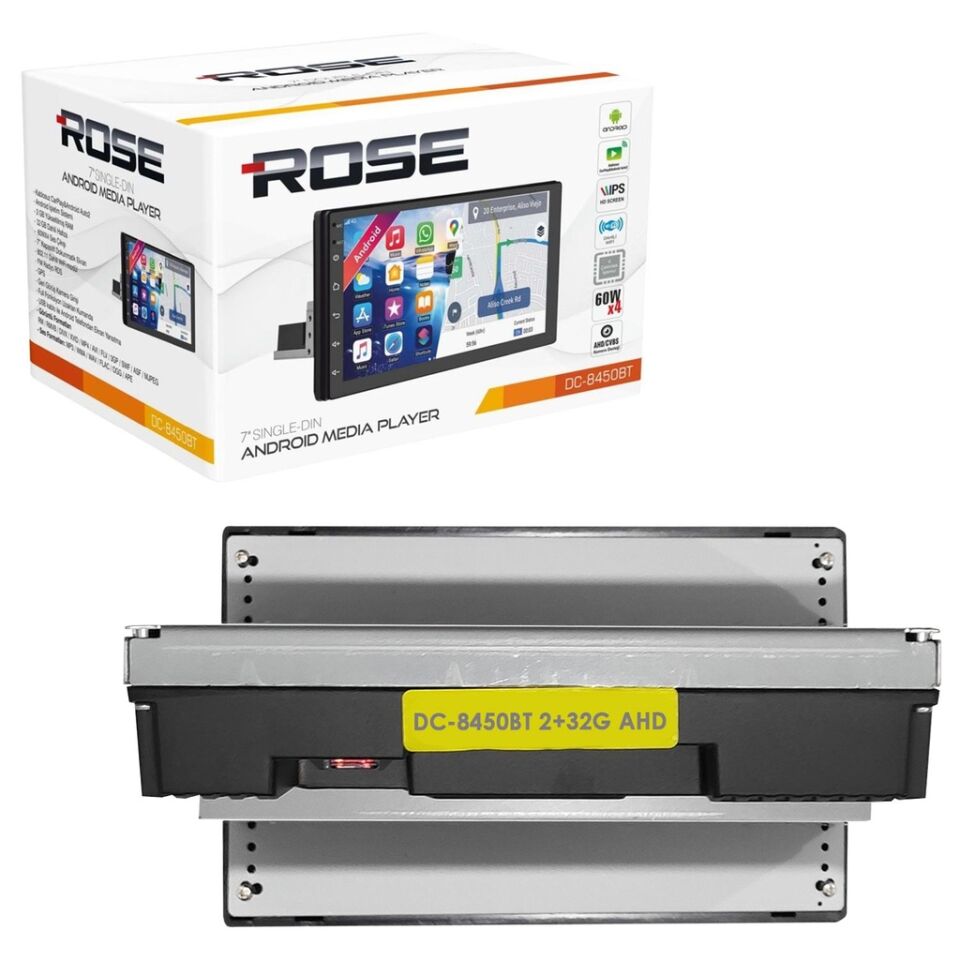 7'' Android Teyp 2-32 Kameralı Şahin Rose DC-8450BT-232