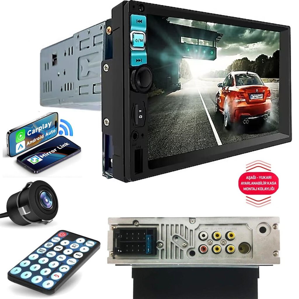 7'' Tofaş Double 4x75w Bt 2x Usb Sd Aux Şarjlı Kameralı Mirrorlink Everton RT-7002