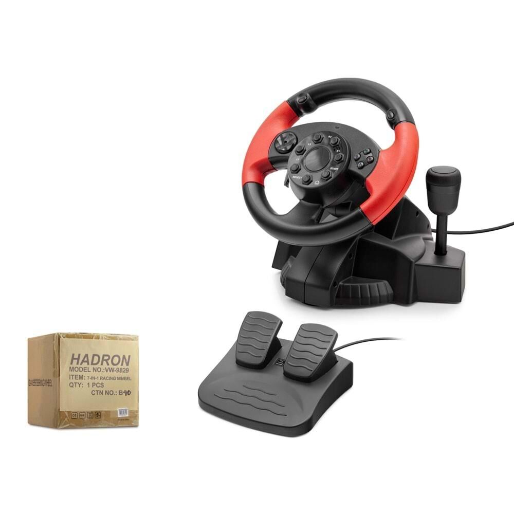 Hadron Vw9829 Oyuncu Direksiyon Seti 200° 7In1 Ps4/Ps3/Ps2/Pc/Xbox/Android Siyah