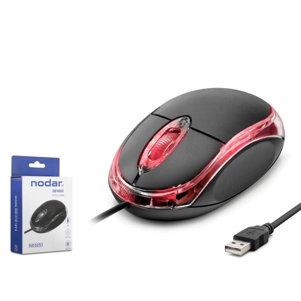 Nodar Nd3251 Kablolu Mouse 800 Dpi Led 110Cm Siyah