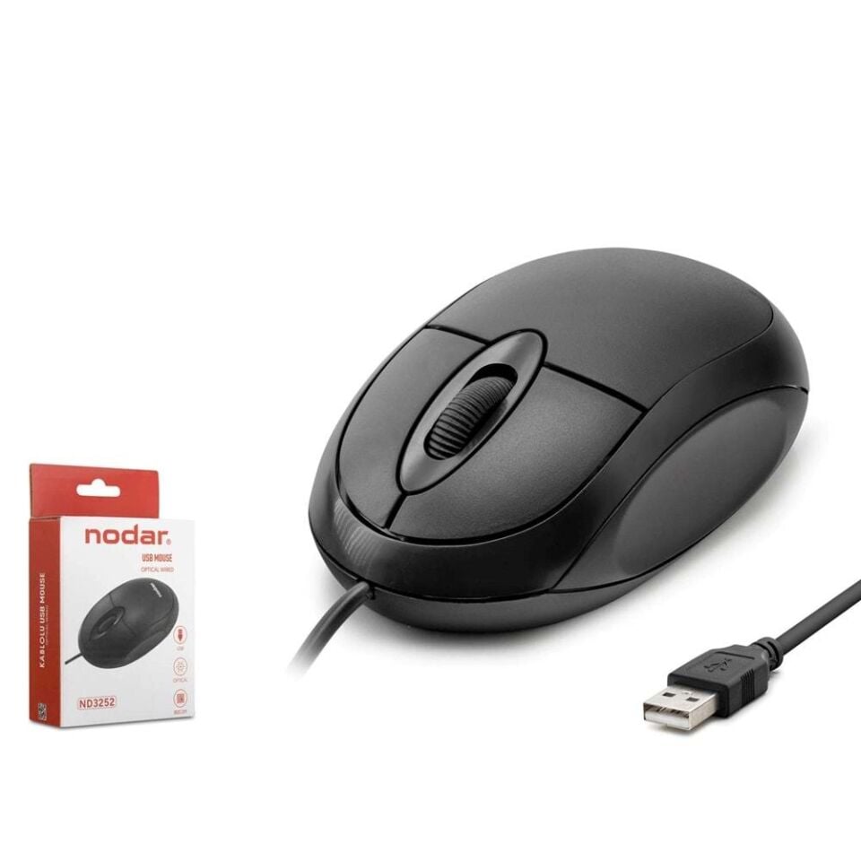 Nodar Nd3252 Kablolu Mouse 800 Dpi 110Cm Siyah